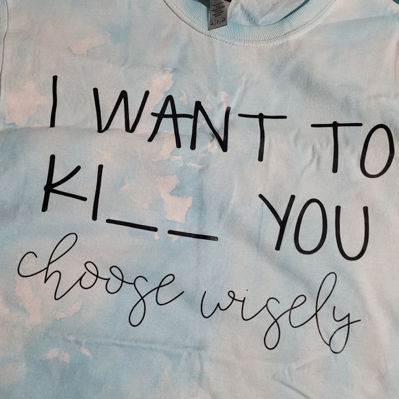 Blue and White - Boutique Funny Dark Humor Tshirt, Small Unisex Casual - Picture 3 of 3